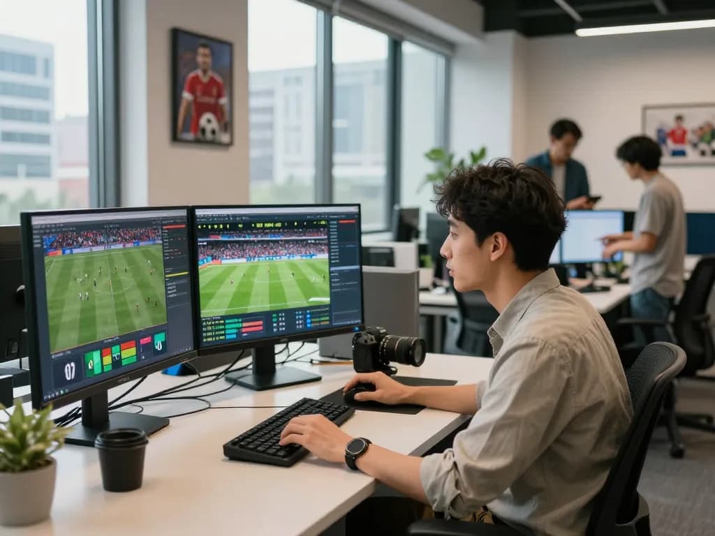 Real-time analysis of sports data at https://bongdalu.trade/ with a professional team collaborating in a modern office.