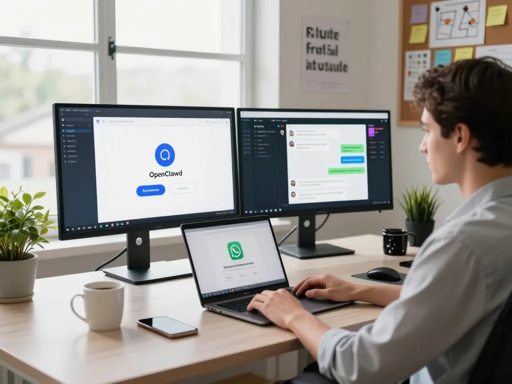Dynamic workspace showcasing a user interacting with clawbot for efficient task management.