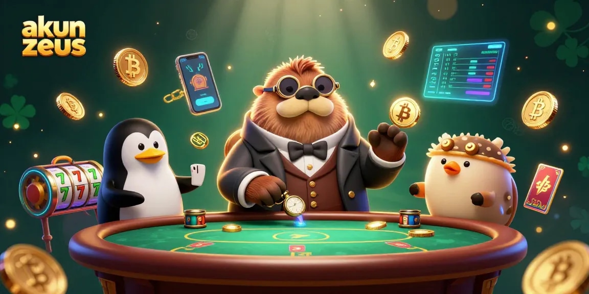 Engage with the akun slot zeus in an underwater casino scene featuring vibrant characters and rich slot game elements.