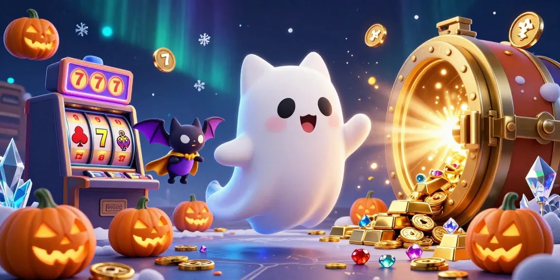 Experience thrilling gaming adventures at fly88 with the friendly ghost cat exploring a glimmering casino.