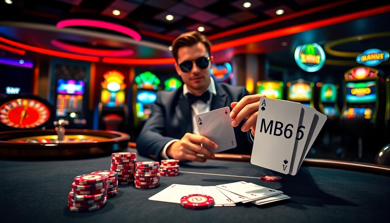 Experience the thrill of MB66 at a vibrant poker table with exciting betting action.
