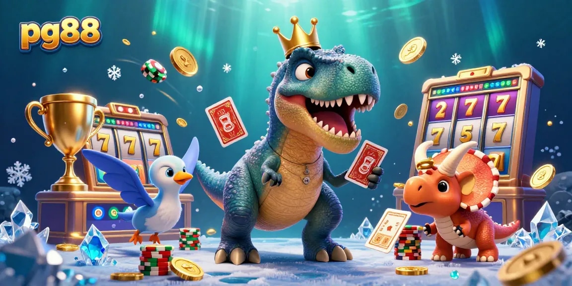 Experience thrilling gameplay with pg88 as characters engage in dynamic slot action, surrounded by vibrant casino elements.
