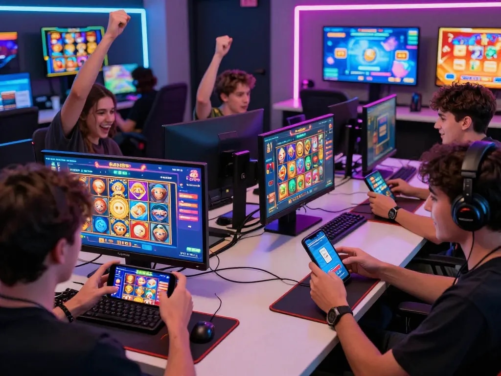 Players enjoying the vibrant B52 Club gaming scene while tải b52club on their mobile devices