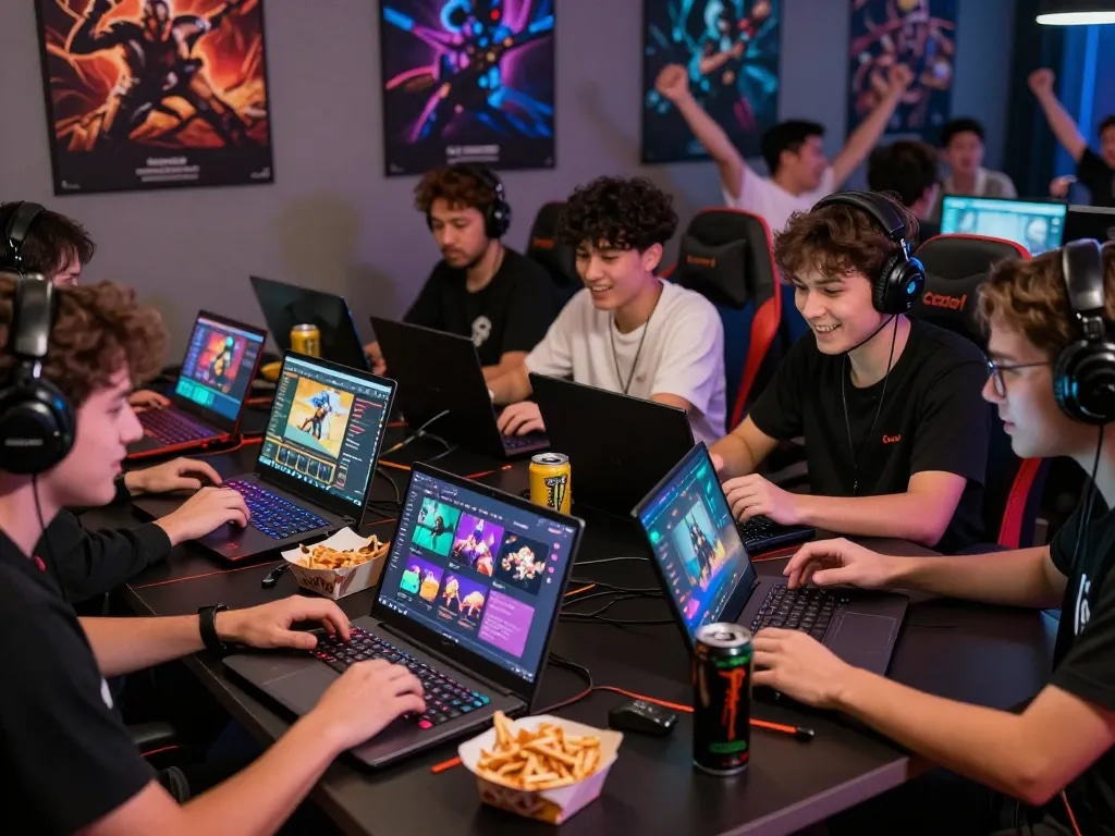 Onbet gamers enjoying interactive gameplay with vibrant graphics in a lively atmosphere
