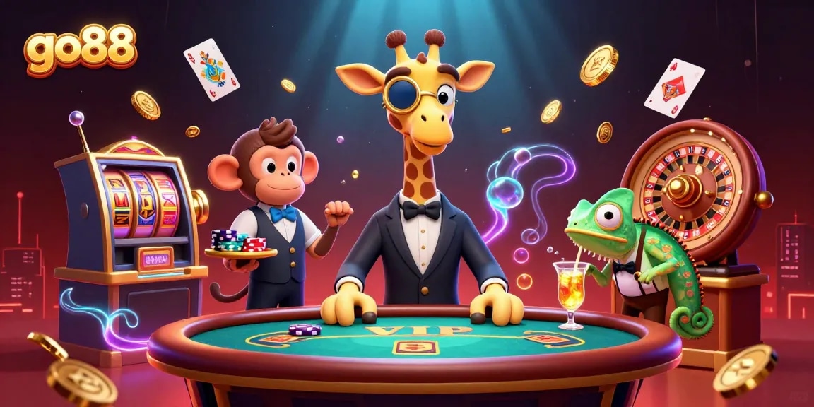 Experience the thrilling world of go88 with vibrant slot action and engaging characters in a vivid casino scene.