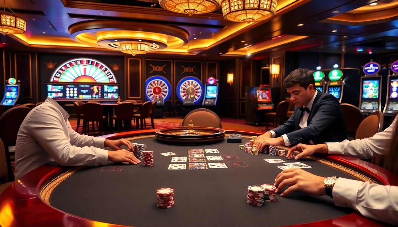 Engaging poker game atmosphere at https://lixi88.run/, featuring vibrant casino decor and thrilling gameplay.