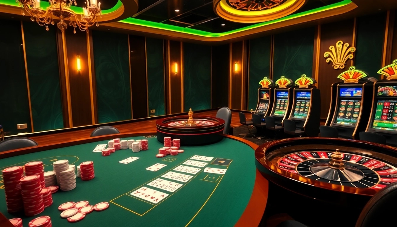 Exciting online gambling scene featuring nn88 with modern casino elements like cards and roulette wheel.