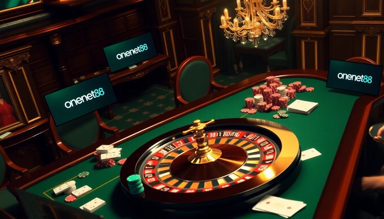 Experience the thrill of online gambling with one net88 at a luxury casino table.