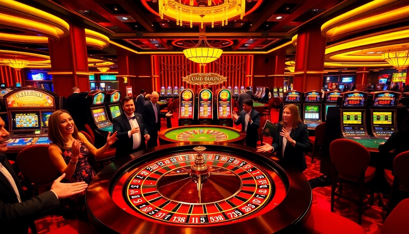 Experience the thrill of nk88 with vibrant casino tables and excited players.