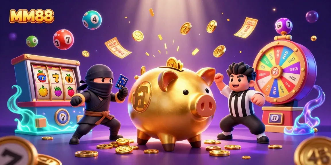 Experience MM88's vibrant casino atmosphere with dynamic characters and thrilling game elements.