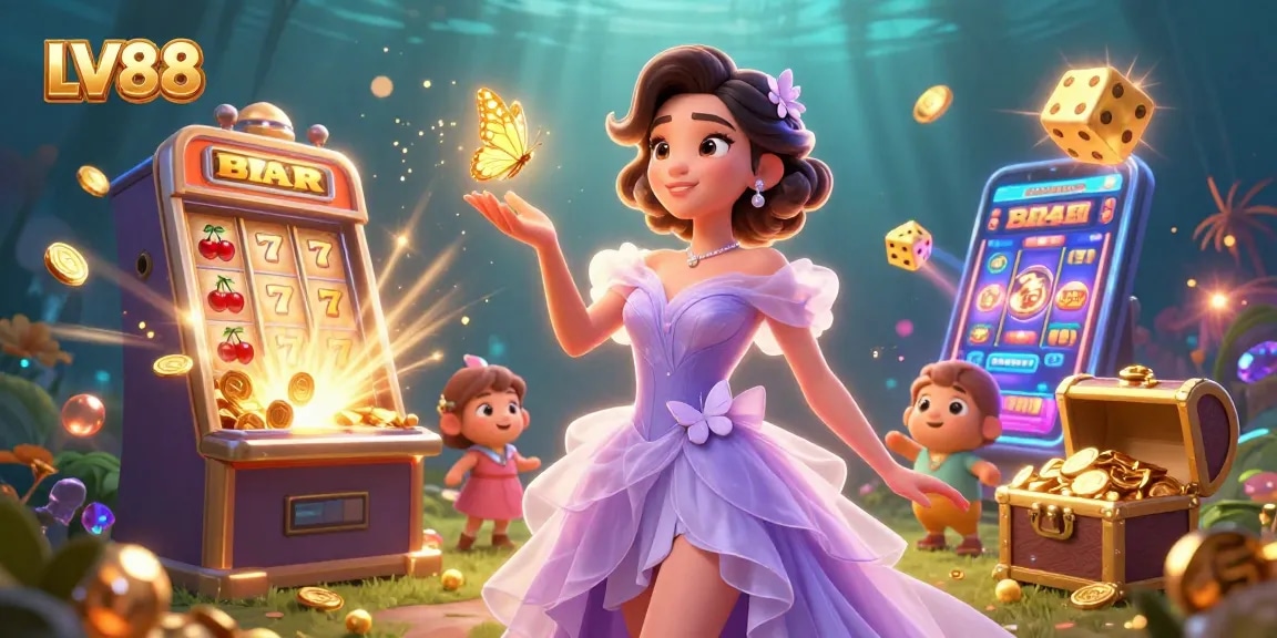 Experience the excitement of LV88's dynamic casino scene with thrilling slot games and magical visuals.