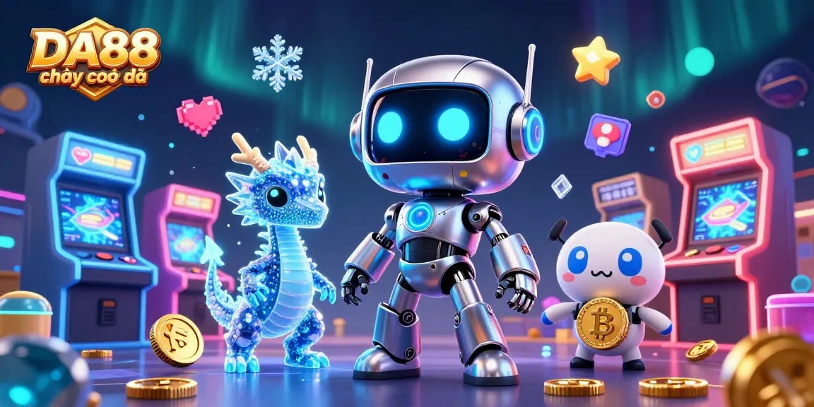 Experience the excitement of DA88 chơi cực đã with vibrant casino game elements and characters.