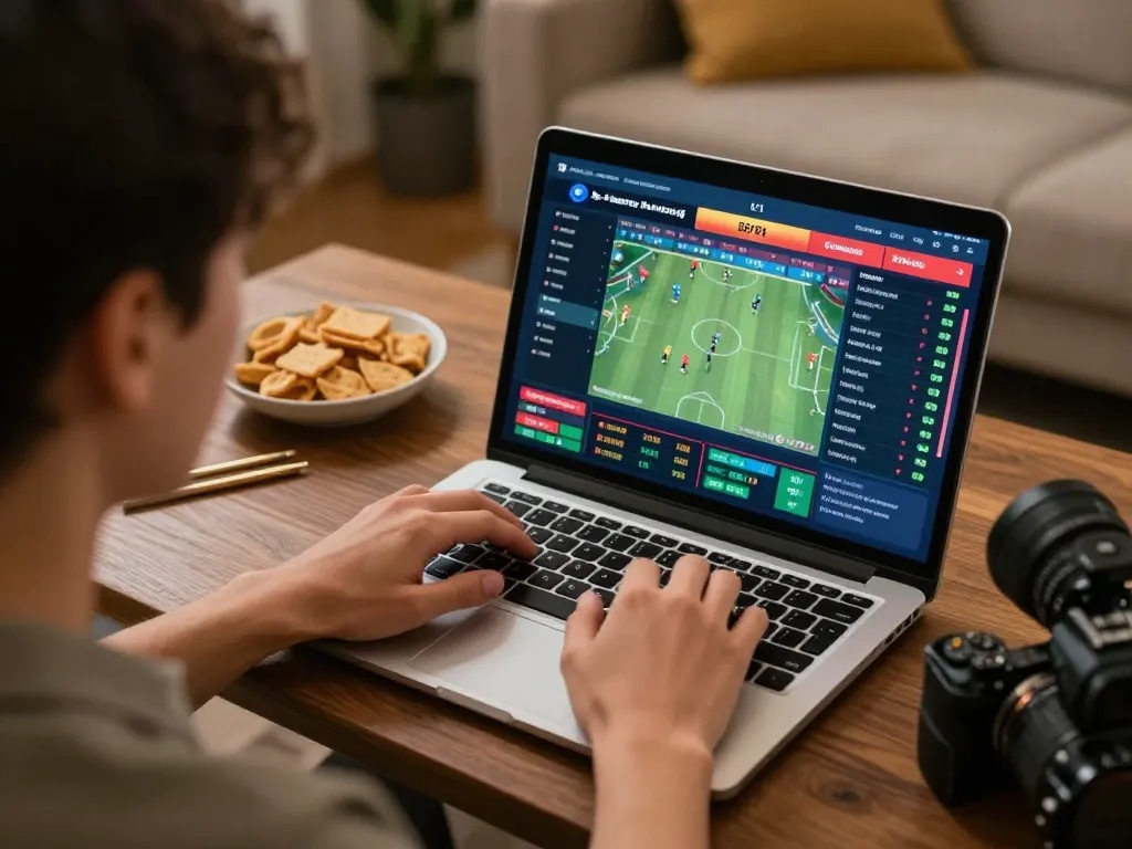 Engaging online betting experience at home, showcasing 888vnd's diverse offerings for bettors.