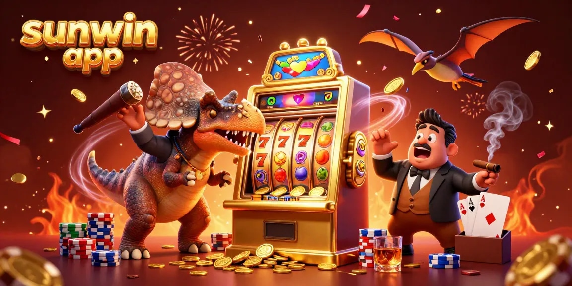 Celebrate big wins with the sunwin app in this dynamic 3D casino illustration.