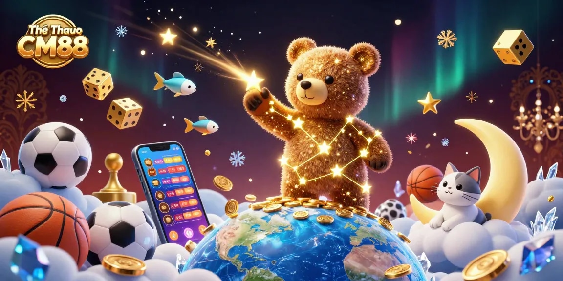 Engage with Thể Thao CM88's vibrant betting experience through a lively depiction of casino elements.