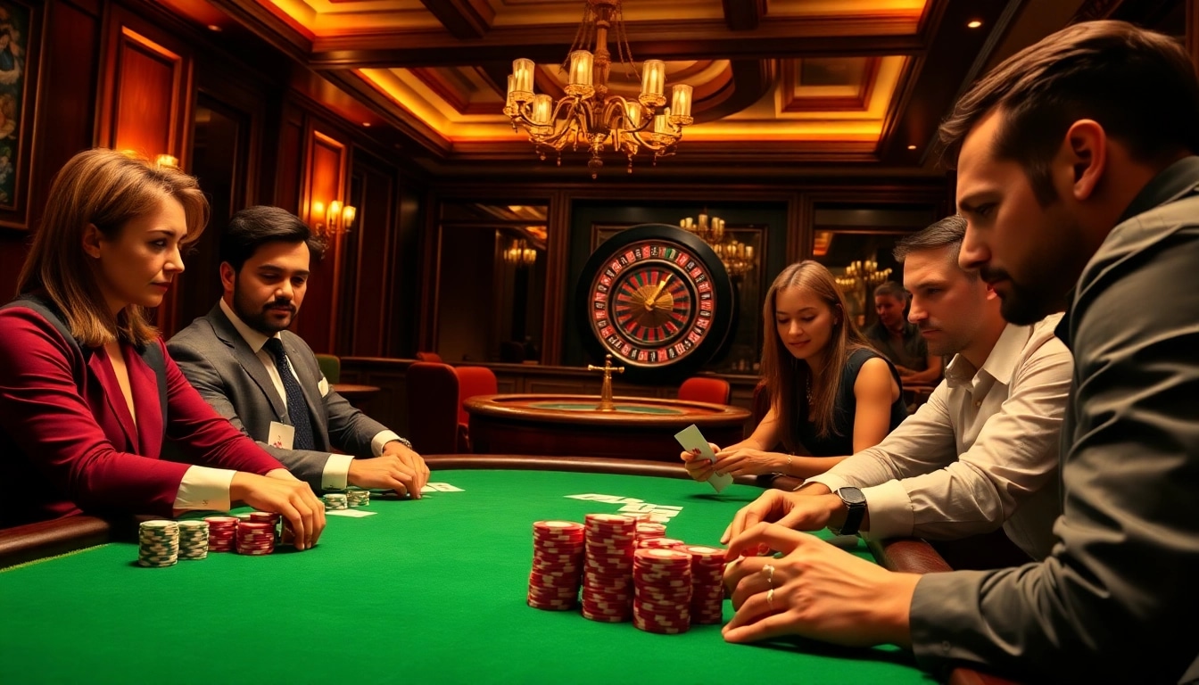 Engage with high-stakes poker action at km1888b with vibrant chips and focused players.