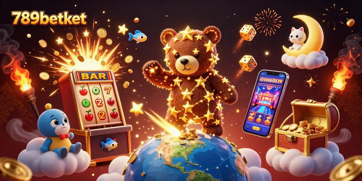 Engage in thrilling wins with 789betket as golden stars and lucky symbols illuminate the scene.