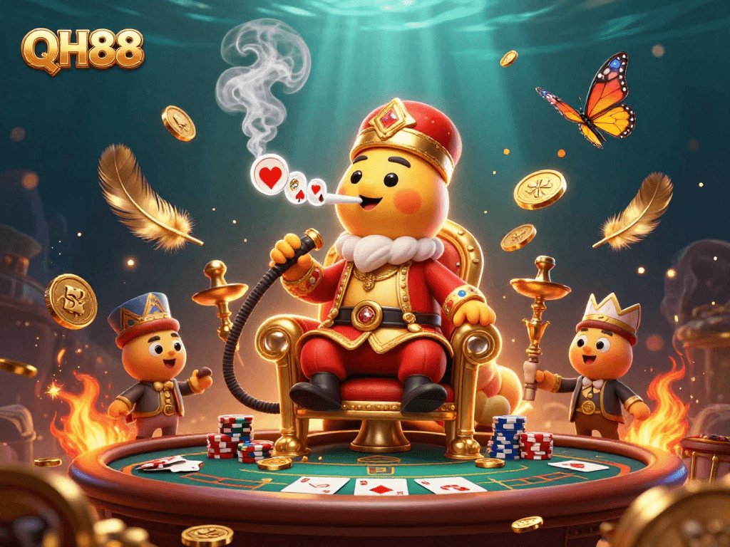 Engage with QH88's vibrant poker scene featuring animated characters and thrilling gameplay elements.