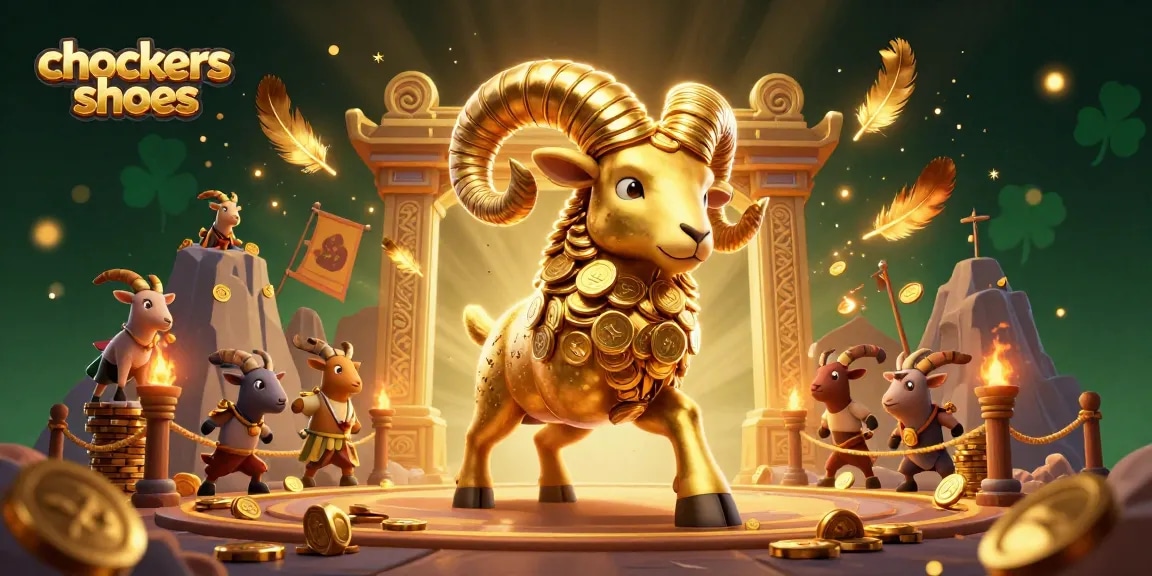 Experience chockers shoes in an exciting 3D casino scene with golden ram symbols and vibrant action.
