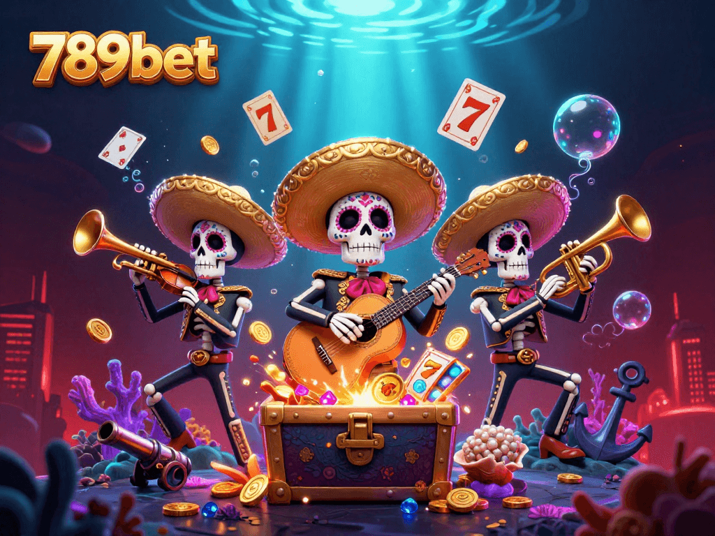 Experience exciting wins at 789bet with a vibrant casino scene featuring a colorful mariachi band.