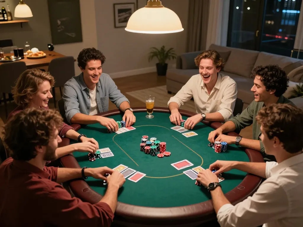 Gather friends for an exciting poker night at Hit club with engaged gameplay and friendly competition.