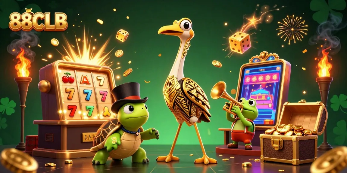Experience thrilling slot action at 88CLB with dynamic jackpot illustrations and vibrant characters.