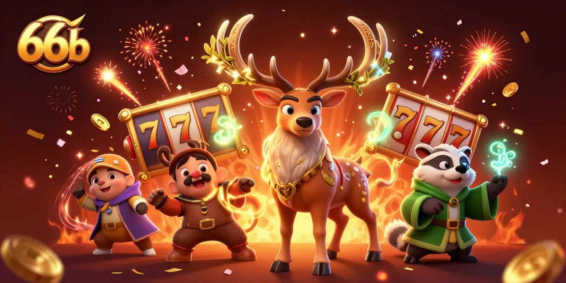 Experience thrilling gameplay at 66b casino, featuring dynamic slot reels and enchanting characters.