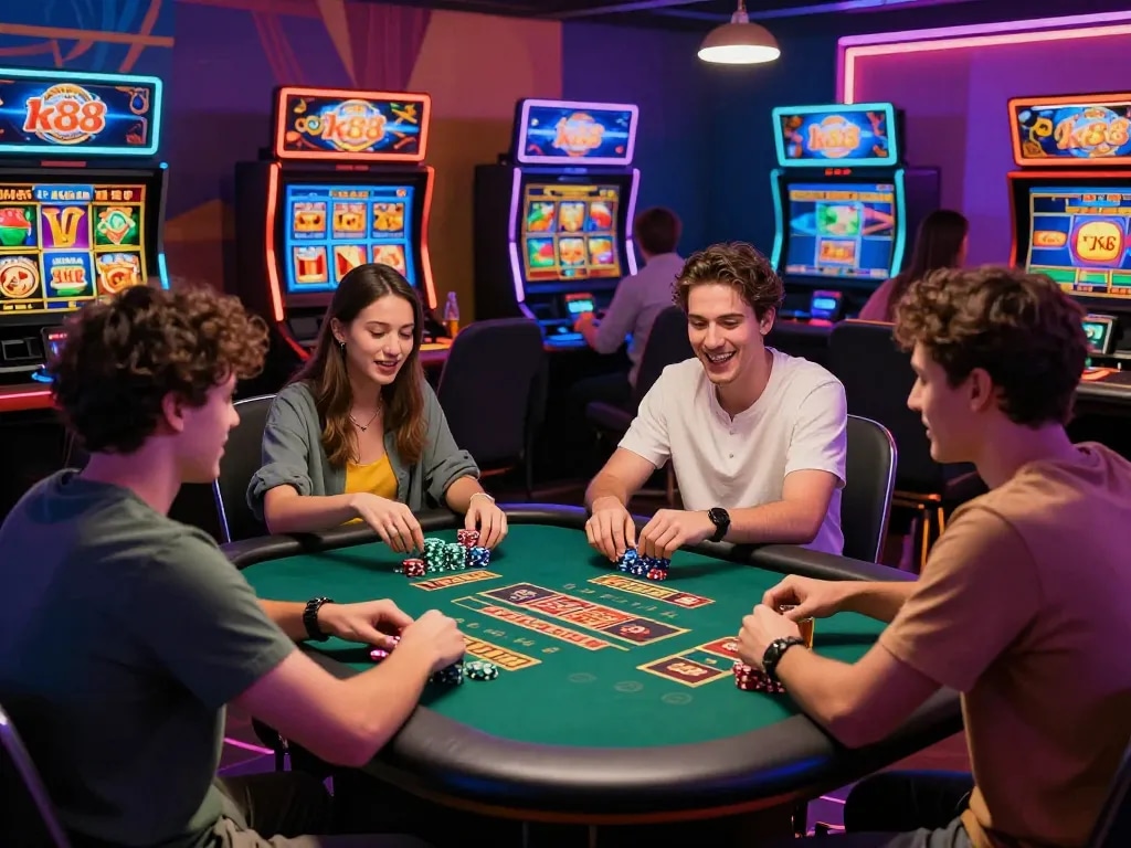 Engaged players enjoying a lively gaming experience at nhà cái k88 live casino.