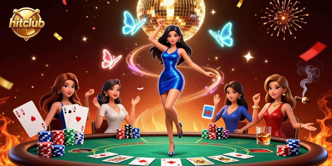 Engage in thrilling play at hitclub with a glamorous casino scene showcasing poker elements and vibrant energy.
