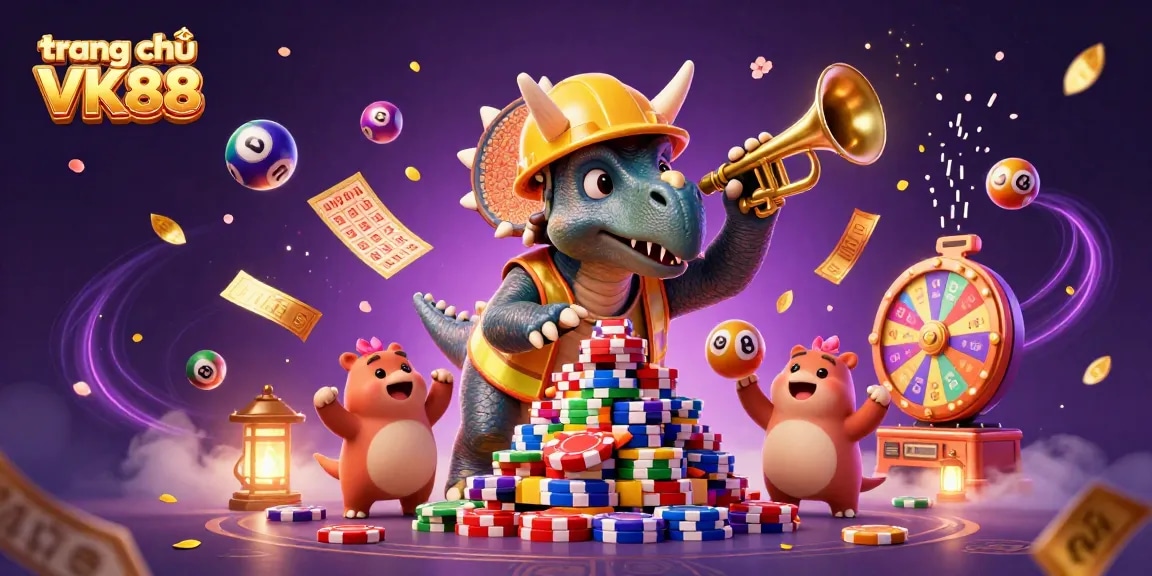 Engage in exciting gambling action at trang chủ VK88 with a vibrant casino celebration scene.
