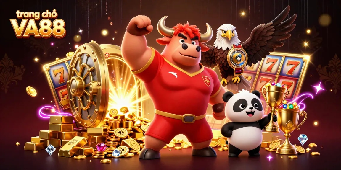 Experience excitement at trang chủ VA88 with a vibrant 3D illustration showcasing winning moments in casino gaming.