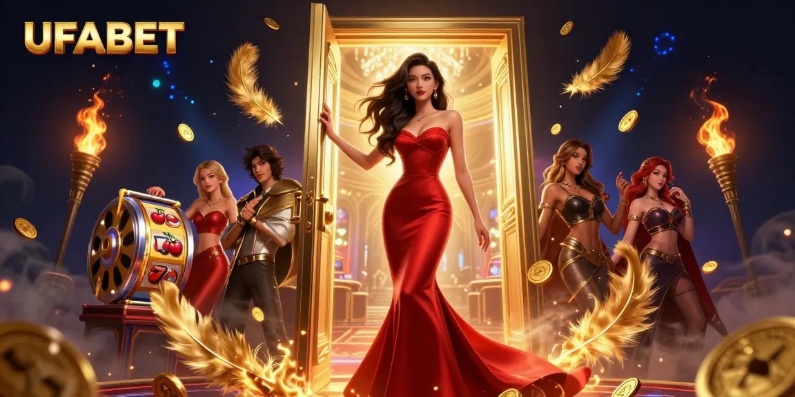 Experience thrilling gaming at UFABET with vibrant slot machines and luxurious atmosphere.