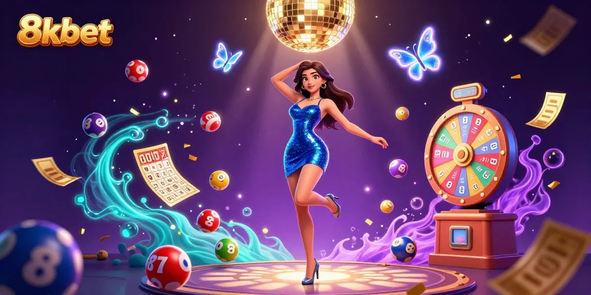 Experience gambling excitement with 8xbet, showcasing vibrant casino elements and a glamorous atmosphere.