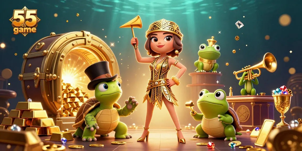Experience the excitement of the 55 club game with lively characters and vibrant casino elements in a rich atmosphere.