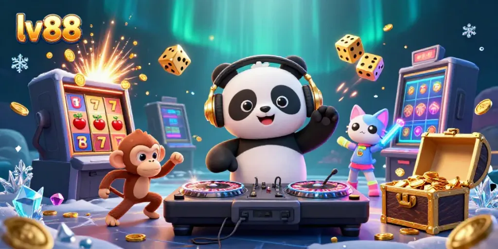 Experience the vibrant energy of lv88 with a 3D DJ panda and casino excitement.