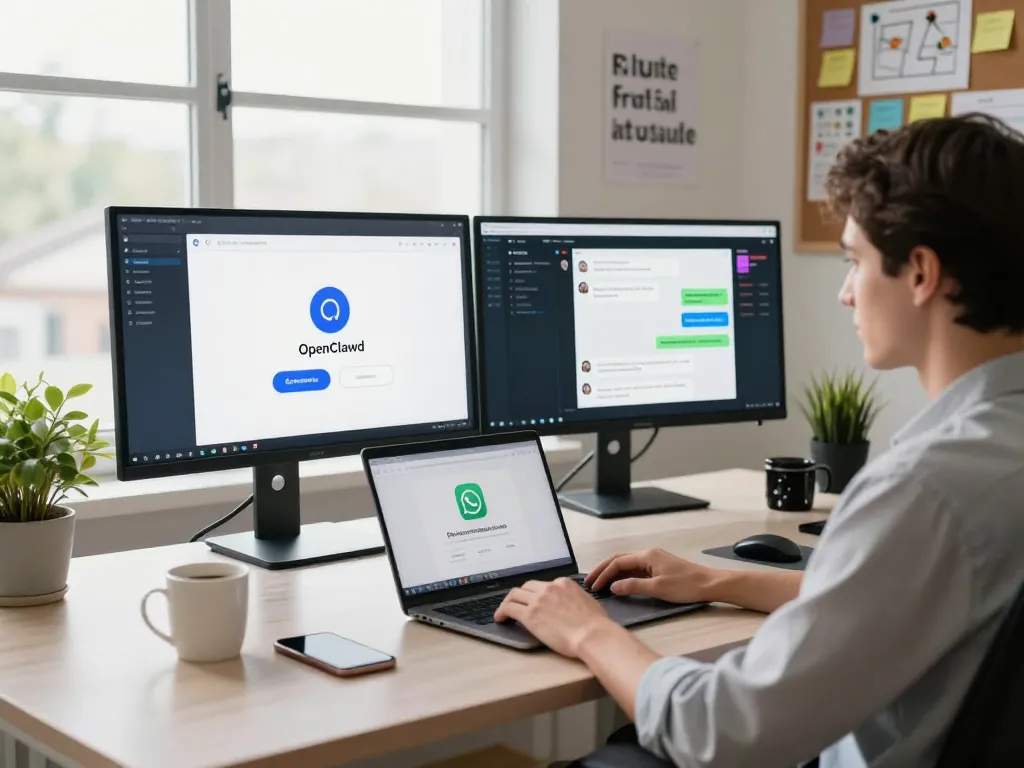 Dynamic workspace showcasing a user interacting with clawbot for efficient task management.