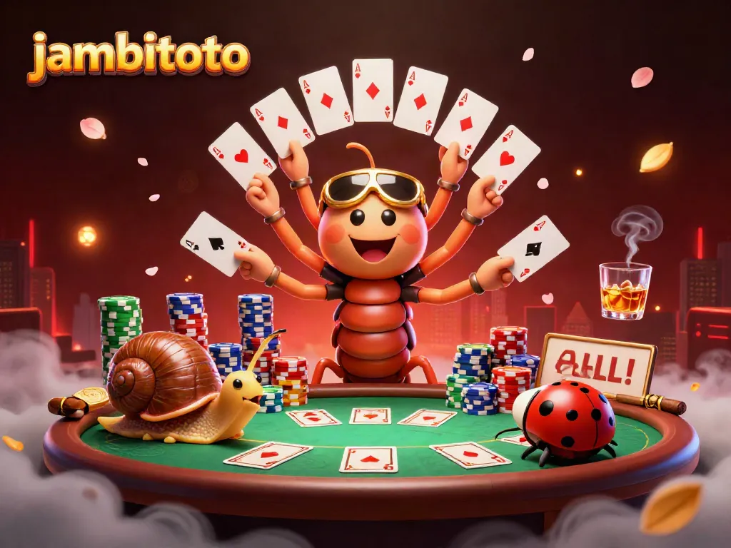 Engage with jambitoto's excitement as the whimsical dealer showcases a spectacular hand at the casino.