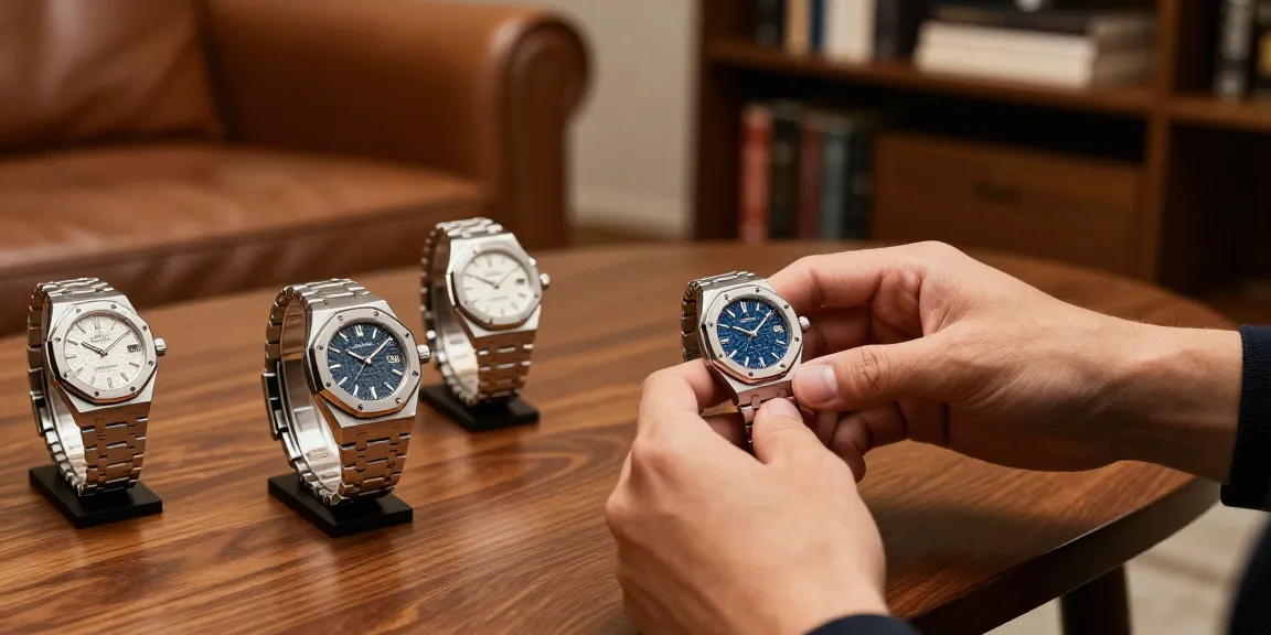 Exquisite replica watch displayed on a stylish table, highlighting luxury details.