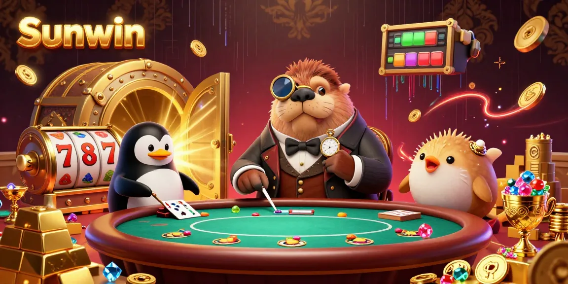 Experience thrilling gameplay with Sunwin as a jolly walrus plays poker in a rich underwater scene.