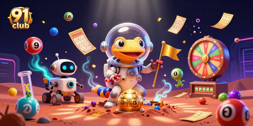 Experience thrilling gameplay with 91 club's vibrant lottery balls and casino elements.