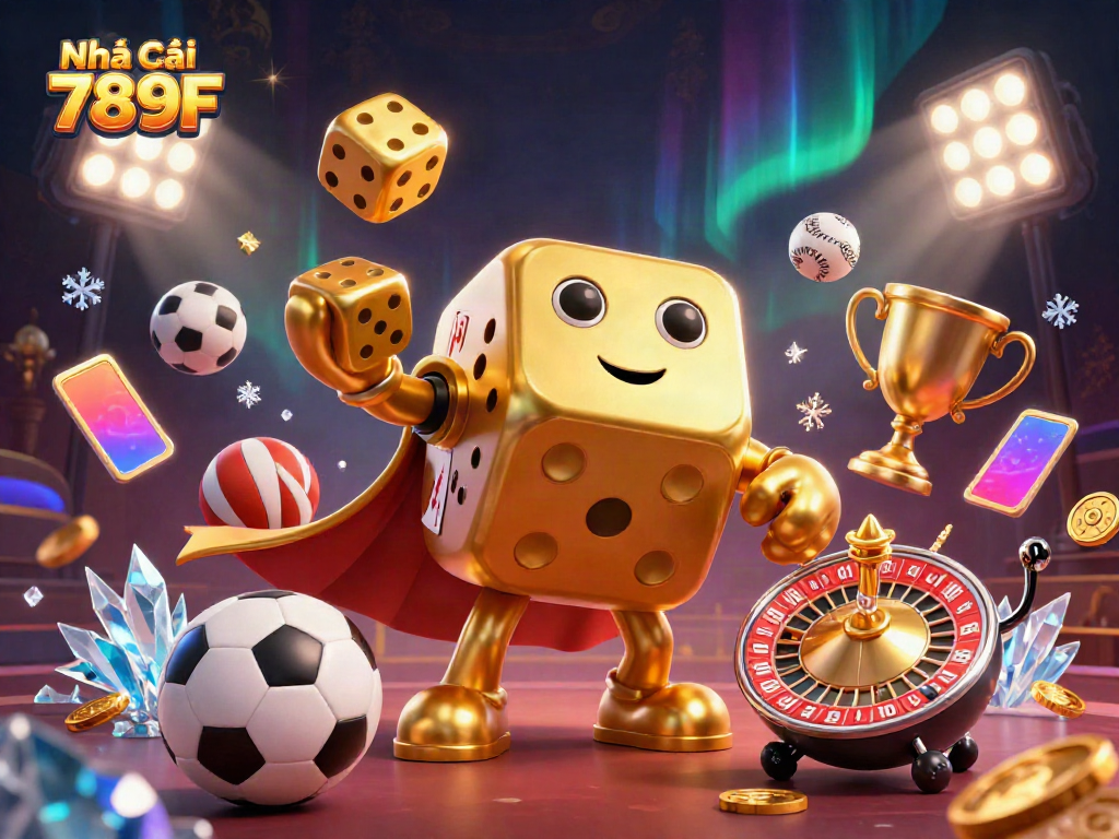 Engage with Nhà cái 789F in a vibrant 3D casino world featuring lively characters and dynamic betting elements.