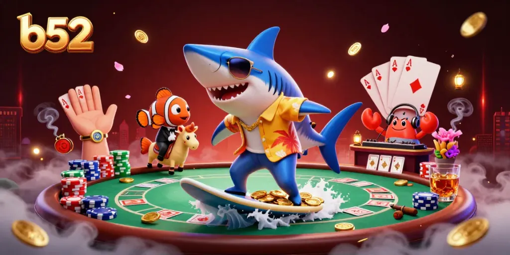 Experience the dynamic b52 online casino scene with vibrant characters and rich gambling elements