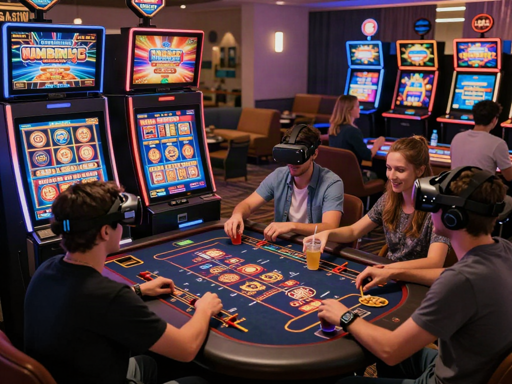 Friends exploring casinos not on gamstop while enjoying games and drinks in a vibrant lounge.