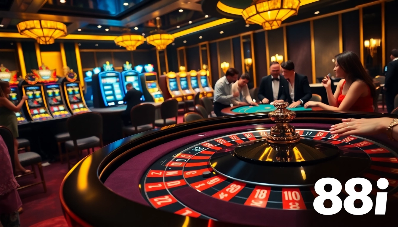 Experience a thrilling 88i casino atmosphere with roulette, blackjack, and shimmering slot machines.