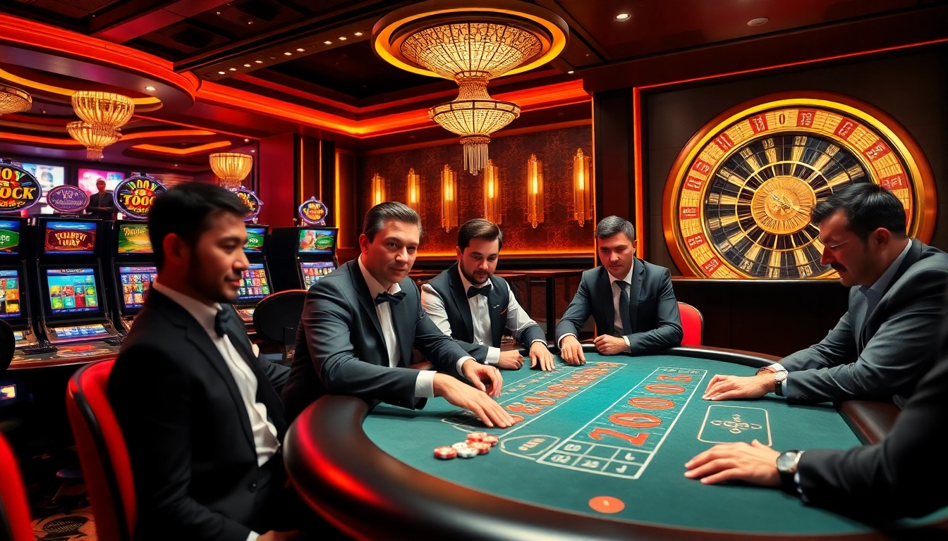 Experience the thrill of gambling at TR88, where players engage in poker and enjoy vibrant slot machines.