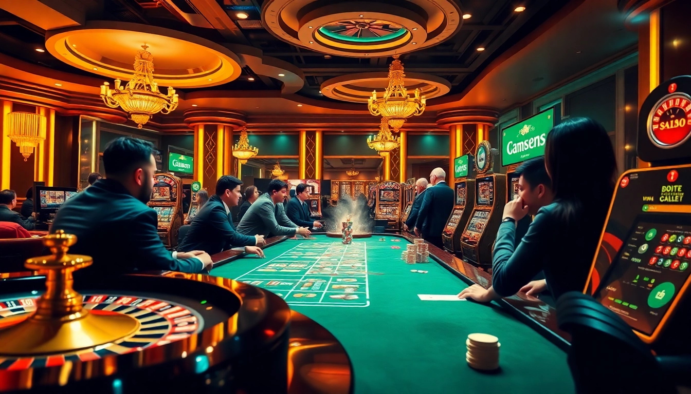 Experience thrilling gameplay at https://winvn.wiki featuring roulette wheels and poker chips in an upscale online casino.