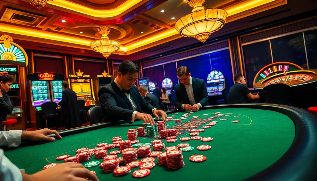 Players engaged in a thrilling poker game at https://xx88.eu.com/, featuring colorful chips and strategic cards.