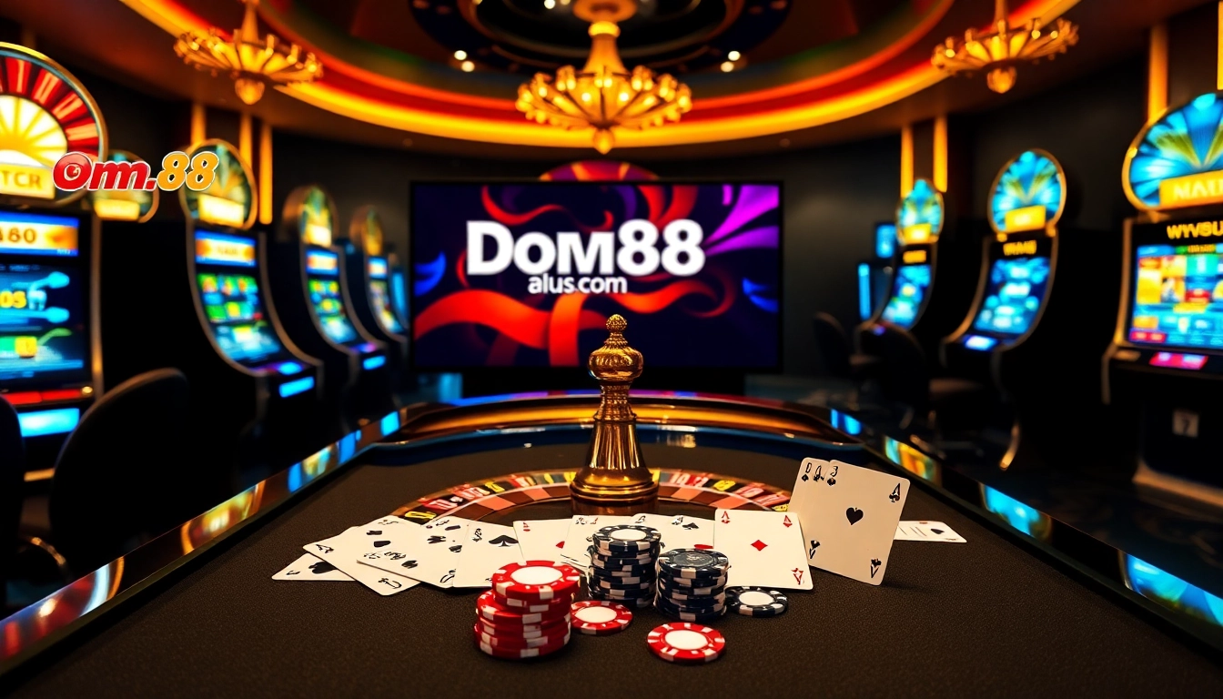 Engage in thrilling games on dom88.us.com amidst luxurious casino visuals.