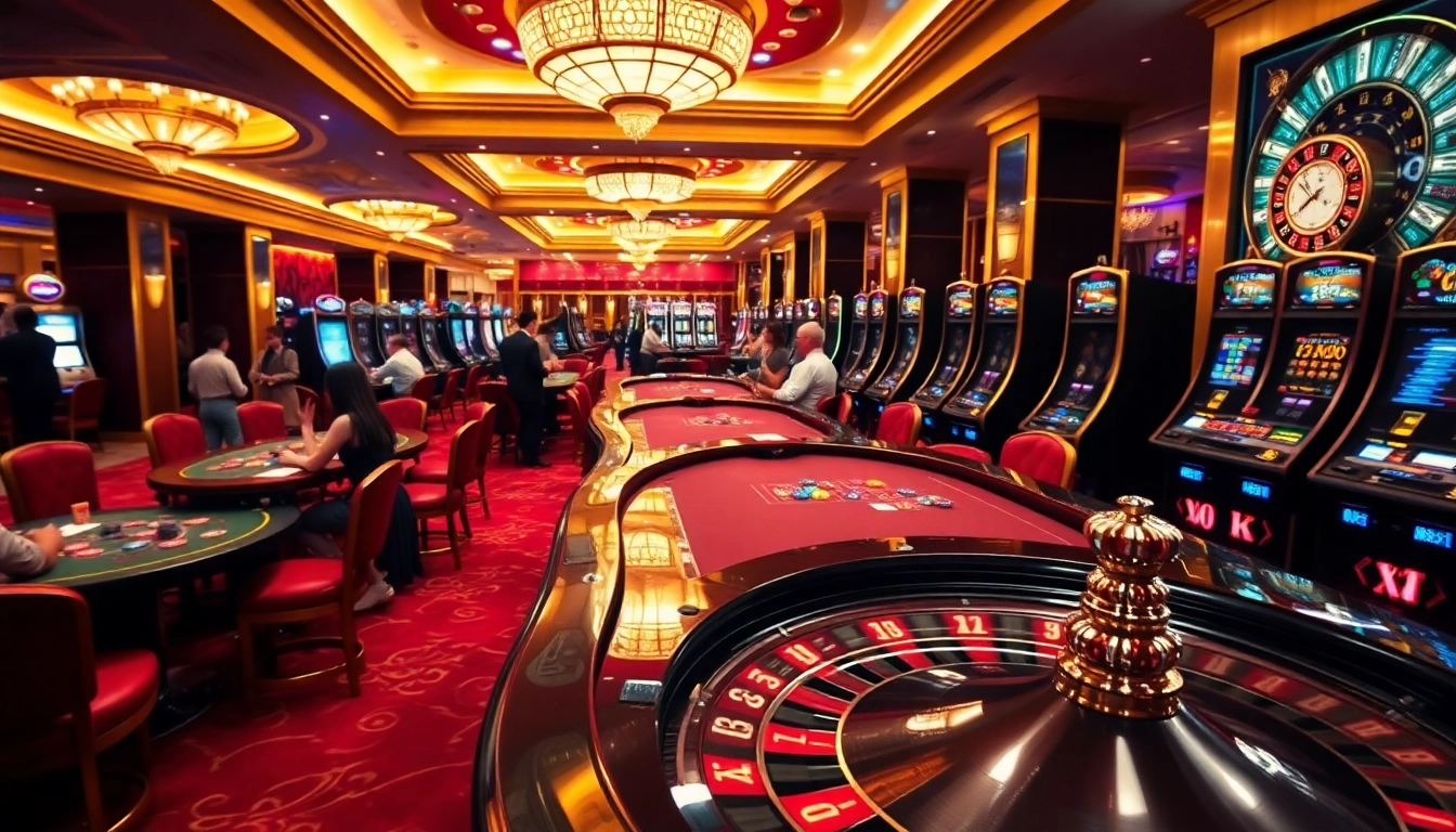 Experience thrilling gameplay at Hubet's top-notch casino, with vibrant slot machines and poker tables.