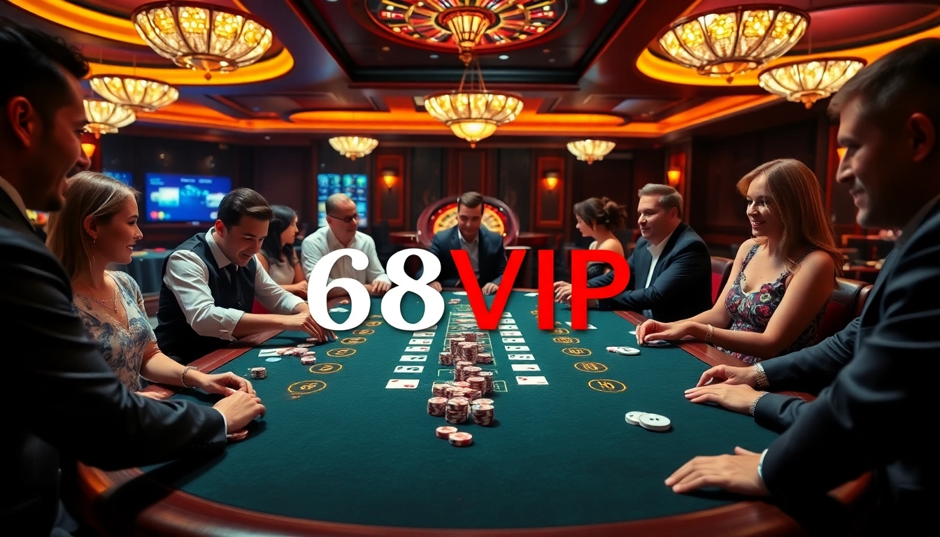 Experience the excitement of 68VIP with professional dealers at a luxurious casino table.